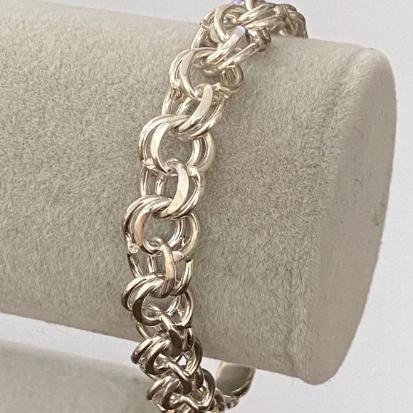 Unisex handmade 925 silver bracelet 10mm - Picture 2 of 5